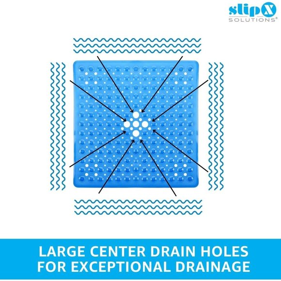 Square Shower Mat 21"x21" Grippy Textured Surface Strong Suction Cups Non-Slip - Picture 4 of 8